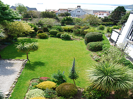 a view over Tudor Court Garden